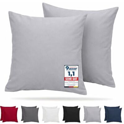 Komfortec Premium örngott set om 2 40 x 40 cm med dragkedja, borstad 100% polyester 120 g/m², örngott, supermjukt kuddfodral, grått Komfortec Premium örngott set om 2 40 x 40 cm med dragkedja, borstad 100% polyester 120 g/m², örngott, supermjukt kuddfodral, grått