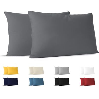 Dreamzie Örngott 70 x 40 cm (set om 2) 100% bomull jersey 150 GSM antracit örngott 40 x 70 bomull slitstarkt och allergivänligt kuddfodral för kudde Dreamzie Örngott 70 x 40 cm (set om 2) 100% bomull jersey 150 GSM antracit örngott 40 x 70 bomull slitstarkt och allergivänligt kuddfodral för kudde