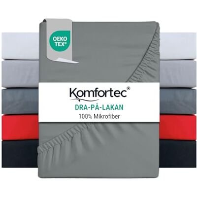 Komfortec dra-på-lakan i mikrofiber 180 x 200 cm – mjukt dra-på-lakan med allround gummi – anpassat lakan för madrasser upp till 30 cm – grå – Oeko-Tex – lättskött och hudvänlig – 90 g/m² Komfortec dra-på-lakan i mikrofiber 180 x 200 cm – mjukt dra-på-lakan med allround gummi – anpassat lakan för madrasser upp till 30 cm – grå – Oeko-Tex – lättskött och hudvänlig – 90 g/m²