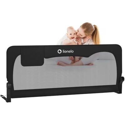 Lionelo Hanna Hög Sänggrind Fallskydd 150×66 cm – Fällbar 180° Andningsbar Nätpanel, SecureBelt & StandSafe Lås, Stabil Aluminiumram, Enkel Montering, Sängskydd för Barn 18m+ (Svart) Lionelo Hanna Hög Sänggrind Fallskydd 150×66 cm – Fällbar 180° Andningsbar Nätpanel, SecureBelt & StandSafe Lås, Stabil Aluminiumram, Enkel Montering, Sängskydd för Barn 18m+ (Svart)
