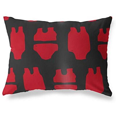 Bonamaison dekorativt kuddöverdrag, röd svart prydnadskuddöverdrag, heminredning örngott för vardagsrum, soffa, sovrum, storlek: 45 x 60 cm – designad och tillverkad i Turkiet Bonamaison dekorativt kuddöverdrag, röd svart prydnadskuddöverdrag, heminredning örngott för vardagsrum, soffa, sovrum, storlek: 45 x 60 cm – designad och tillverkad i Turkiet