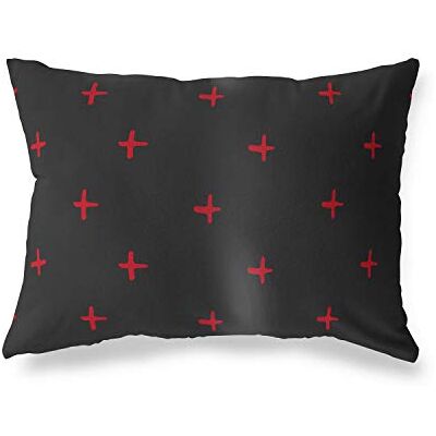 Bonamaison dekorativt kuddöverdrag, röd svart prydnadskuddöverdrag, heminredning örngott för vardagsrum, soffa, sovrum, storlek: 45 x 60 cm – designad och tillverkad i Turkiet Bonamaison dekorativt kuddöverdrag, röd svart prydnadskuddöverdrag, heminredning örngott för vardagsrum, soffa, sovrum, storlek: 45 x 60 cm – designad och tillverkad i Turkiet