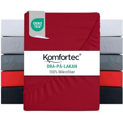 Komfortec Påslakan 200 x 200 cm mjuk borstad mikrofiber 90 g/m² 30 cm mössa lakan med elastiskt band runt Oeko-Tex-certifierad, andningsbar och lätt att rengöra röd Komfortec Påslakan 200 x 200 cm mjuk borstad mikrofiber 90 g/m² 30 cm mössa lakan med elastiskt band runt Oeko-Tex-certifierad, andningsbar och lätt att rengöra röd