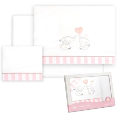 Interbaby Bomullslakan för bebisar, bil/vagn/liggdel elefantpar set 3 st. sänka + bänkskiva + örngott Interbaby Bomullslakan för bebisar, bil/vagn/liggdel elefantpar set 3 st. sänka + bänkskiva + örngott
