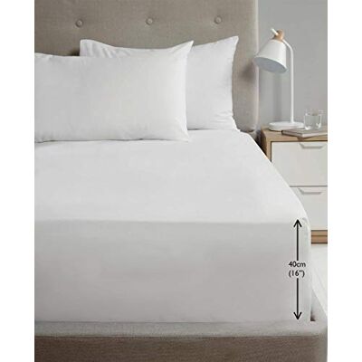 Rapport lyx supermjuk percale enkel 40 cm djup enkel vit dra-på-lakan Rapport lyx supermjuk percale enkel 40 cm djup enkel vit dra-på-lakan