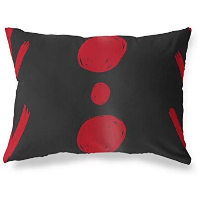 Bonamaison dekorativt kuddöverdrag, röd svart prydnadskuddöverdrag, heminredning örngott för vardagsrum, soffa, sovrum, storlek: 45 x 60 cm – designad och tillverkad i Turkiet Bonamaison dekorativt kuddöverdrag, röd svart prydnadskuddöverdrag, heminredning örngott för vardagsrum, soffa, sovrum, storlek: 45 x 60 cm – designad och tillverkad i Turkiet