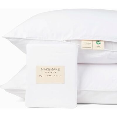 MakeMake Organics organiskt kuddfodral (set med 2) GOTS-certifierad ekologisk bomull kuddskydd naturlig andningsbar barriär standardkudde (21 x 26, ljusvit) MakeMake Organics organiskt kuddfodral (set med 2) GOTS-certifierad ekologisk bomull kuddskydd naturlig andningsbar barriär standardkudde (21 x 26, ljusvit)