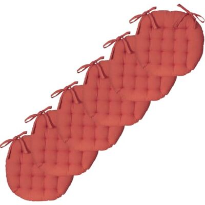 Atout Ciel Set med 6 tvåfärgade runda stolsöverdrag D 40 cm, terracotta tryck/enfärgad Atout Ciel Set med 6 tvåfärgade runda stolsöverdrag D 40 cm, terracotta tryck/enfärgad
