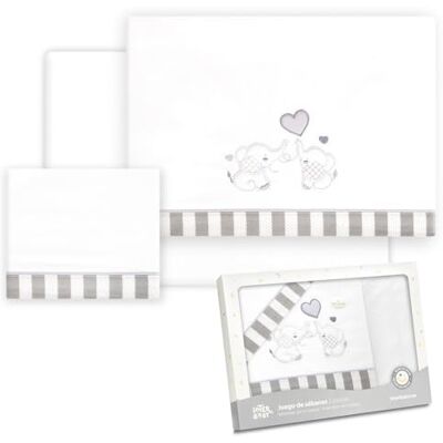 Interbaby Bomullslakan för bebisar, bil/vagn/liggdel elefantpar set 3 st. sänka + bänkskiva + örngott Interbaby Bomullslakan för bebisar, bil/vagn/liggdel elefantpar set 3 st. sänka + bänkskiva + örngott