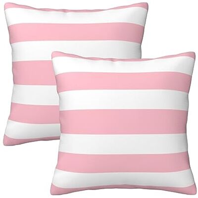 Poream Rosa och vita ränder bondgård prydnadskudde överdrag 45 x 45 cm höst kuddfodral mjukt örngott kuddöverdrag set med 2 för bäddsoffa sovrum bilstol vardagsrum hem dekorativ Poream Rosa och vita ränder bondgård prydnadskudde överdrag 45 x 45 cm höst kuddfodral mjukt örngott kuddöverdrag set med 2 för bäddsoffa sovrum bilstol vardagsrum hem dekorativ