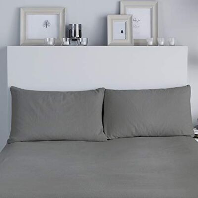 Fusion – Borstad bomull örngott (50 x 75 cm) – 2 delar – 100% bomull – sängkläder i borstad bomull – örngott 2-pack i grått – örngott bomull – träkol kuddfodral – träkol grå Fusion – Borstad bomull örngott (50 x 75 cm) – 2 delar – 100% bomull – sängkläder i borstad bomull – örngott 2-pack i grått – örngott bomull – träkol kuddfodral – träkol grå