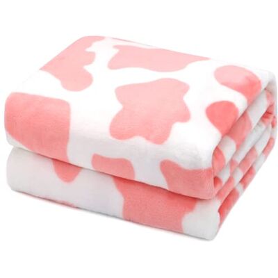 HSEEC Ko tryck filt varm plysch söt rosa ko överkast filt mjuk fleece flanell lätt överkast filtar soffa säng resa ko sängkläder rum dekor för barn tonåringar vuxna 102 x 127 cm HSEEC Ko tryck filt varm plysch söt rosa ko överkast filt mjuk fleece flanell lätt överkast filtar soffa säng resa ko sängkläder rum dekor för barn tonåringar vuxna 102 x 127 cm