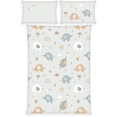Herding babybest sängkläder, elefant, örngott ca 40 x 40 cm, påslakan ca 100 x 135, med smidig dragkedja, 100% bomull Herding babybest sängkläder, elefant, örngott ca 40 x 40 cm, påslakan ca 100 x 135, med smidig dragkedja, 100% bomull