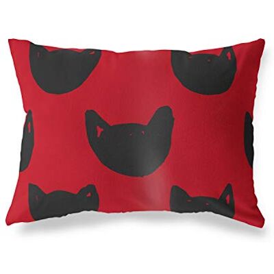 Bonamaison dekorativt kuddöverdrag, röd svart prydnadskuddöverdrag, heminredning örngott för vardagsrum, soffa, sovrum, storlek: 45 x 60 cm – designad och tillverkad i Turkiet Bonamaison dekorativt kuddöverdrag, röd svart prydnadskuddöverdrag, heminredning örngott för vardagsrum, soffa, sovrum, storlek: 45 x 60 cm – designad och tillverkad i Turkiet