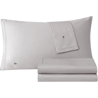 Lacoste Percale Solid Sheet, Sleet, California King Lacoste Percale Solid Sheet, Sleet, California King