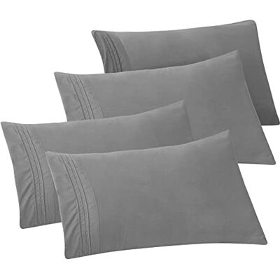 Elegant Comfort Elegant komfort 4-pack solida örngott 1 500 premium hotellkvalitet mikrofiber slät väv, skrynkel- och fläckbeständig, enkel slip-on, 4-delat set, standard/drottning örngott, grå Elegant Comfort Elegant komfort 4-pack solida örngott 1 500 premium hotellkvalitet mikrofiber slät väv, skrynkel- och fläckbeständig, enkel slip-on, 4-delat set, standard/drottning örngott, grå