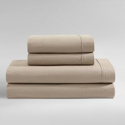 Calvin Queen Bed Sheets, Modern Cotton Washed Percale Bedding Set with Deep Pockets, Super Soft & Cozy Bedding Essentials, Oeko-TEX Certified (Washed Percale Camel Brown, Queen) Calvin Queen Bed Sheets, Modern Cotton Washed Percale Bedding Set with Deep Pockets, Super Soft & Cozy Bedding Essentials, Oeko-TEX Certified (Washed Percale Camel Brown, Queen)