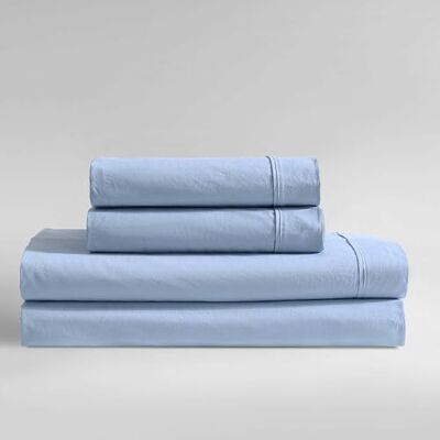 Calvin – King size-lakan, avslappnat plagg tvättad bomull percale bäddset med matchande örngott, djupa fickor, Oeko-TEX-certifierad (tvättad percale blå, kung) Calvin – King size-lakan, avslappnat plagg tvättad bomull percale bäddset med matchande örngott, djupa fickor, Oeko-TEX-certifierad (tvättad percale blå, kung)