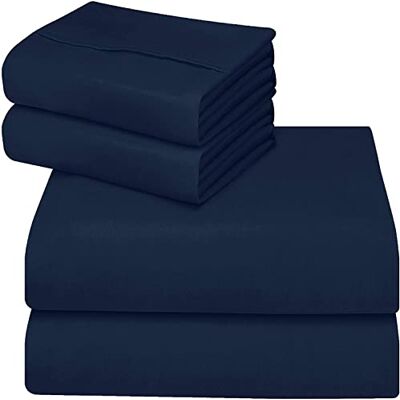 ComfyWell Kingsize dra-på-lakan – djup ficka 35 cm (14 tum) – mjukt borstat mikrofibertyg, marinblå sängkläder – krympnings- och blekningsbeständigt. (Kung (150 x 200 cm), marinblå) ComfyWell Kingsize dra-på-lakan – djup ficka 35 cm (14 tum) – mjukt borstat mikrofibertyg, marinblå sängkläder – krympnings- och blekningsbeständigt. (Kung (150 x 200 cm), marinblå)