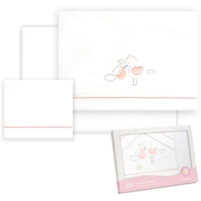 Interbaby Bomullslakan för bebisar, bil/mos/liggdel stork björn set 3 st. sänka + bänkskiva + örngott Interbaby Bomullslakan för bebisar, bil/mos/liggdel stork björn set 3 st. sänka + bänkskiva + örngott