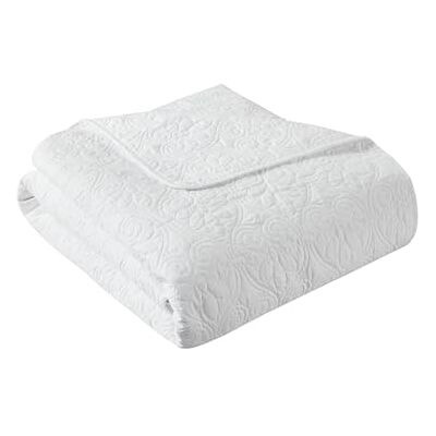 Madison Park Luxe quiltad överkast filt-damast sömnad design, polyester, vit, 152,4 x 178,8 cm Madison Park Luxe quiltad överkast filt-damast sömnad design, polyester, vit, 152,4 x 178,8 cm
