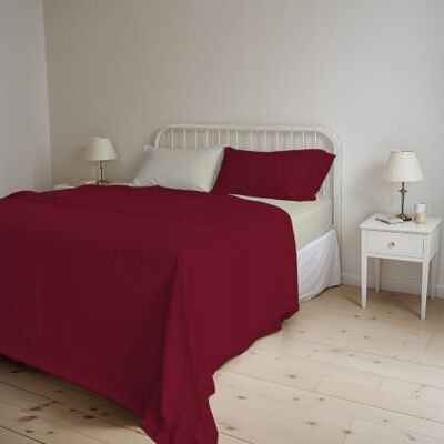 Italian Bed Linen Set med lakan för dubbelsäng 100% naturlig bomull, tillverkad i Italien – set med sängkläder, underlakan med hörn, överlakan 240 x 300 cm och örngott med inre blad, vinröd/grädde Italian Bed Linen Set med lakan för dubbelsäng 100% naturlig bomull, tillverkad i Italien – set med sängkläder, underlakan med hörn, överlakan 240 x 300 cm och örngott med inre blad, vinröd/grädde