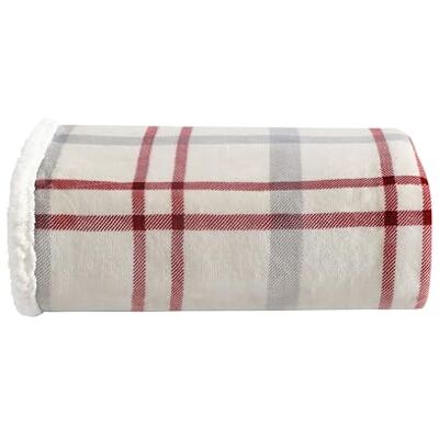 Eddie Bauer vändbara sherpa fleece sängkläder, heminredning för alla årstider, polyester, nytt slott röd/grå/elfenben, överkast Eddie Bauer vändbara sherpa fleece sängkläder, heminredning för alla årstider, polyester, nytt slott röd/grå/elfenben, överkast