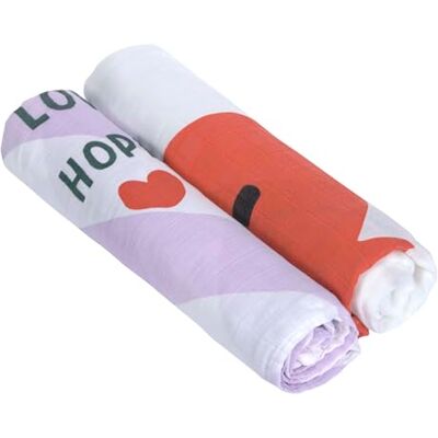 Lassig LÄSSIG Baby Swaddle filt, set om 2 delar, bomull, 120 x 120 cm, himmelsk mjuk swaddle, Happy Rascals Heart Lassig LÄSSIG Baby Swaddle filt, set om 2 delar, bomull, 120 x 120 cm, himmelsk mjuk swaddle, Happy Rascals Heart