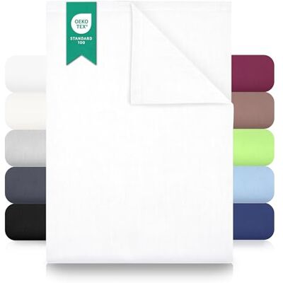 GREEN MARK Textilien platt lakan 100% bomull – Klassiskt lakan utan resår, mjukt mot huden, lättskött, tvättbart i hög temperatur – Vit 240x275 cm GREEN MARK Textilien platt lakan 100% bomull – Klassiskt lakan utan resår, mjukt mot huden, lättskött, tvättbart i hög temperatur – Vit 240x275 cm