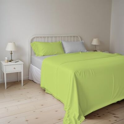 Italian Bed Linen Set med lakan för dubbelsäng 100% naturlig bomull, tillverkad i Italien – set med sängkläder, underlakan med hörn, överlakan 240 x 300 cm och örngott med inre lapp, syrgrön/ljusgrå Italian Bed Linen Set med lakan för dubbelsäng 100% naturlig bomull, tillverkad i Italien – set med sängkläder, underlakan med hörn, överlakan 240 x 300 cm och örngott med inre lapp, syrgrön/ljusgrå