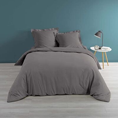 Douceur d'Intérieur , Påslakan (260 x 240 cm) perkalin antracit, bomullspercale Douceur d'Intérieur , Påslakan (260 x 240 cm) perkalin antracit, bomullspercale