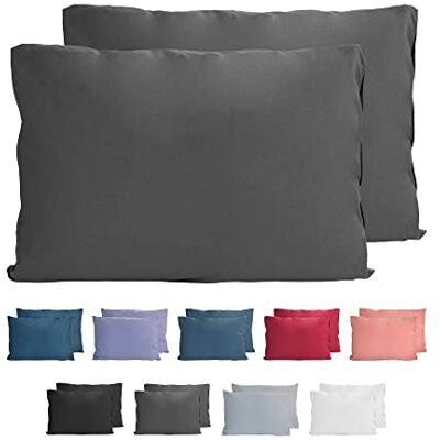 Komfortec 100% bomull örngott set om 2 40 x 60 cm, supermjukt premiumjerseyörngott, 150 g/m², kuddöverdrag, antracit Komfortec 100% bomull örngott set om 2 40 x 60 cm, supermjukt premiumjerseyörngott, 150 g/m², kuddöverdrag, antracit
