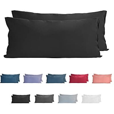 Komfortec 100% bomull örngott set om 2 40 x 80 cm, supermjukt premiumjerseyörngott, 150 g/m², kuddöverdrag, svart Komfortec 100% bomull örngott set om 2 40 x 80 cm, supermjukt premiumjerseyörngott, 150 g/m², kuddöverdrag, svart