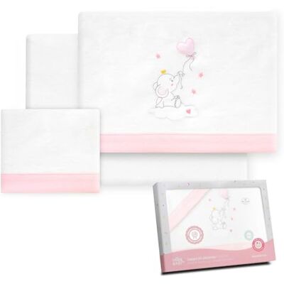 Interbaby Sänglakan set för vagn, 40 x 80 cm, baby vinterlakan flanelltyg, elefant, ballonghjärta, modell, inklusive lakan + lakan + örngott Interbaby Sänglakan set för vagn, 40 x 80 cm, baby vinterlakan flanelltyg, elefant, ballonghjärta, modell, inklusive lakan + lakan + örngott