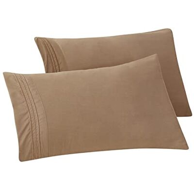 Elegant Comfort Eleganta bekväma enfärgade örngott med 1 500 trådtäthet egyptisk kvalitet enkel skötsel, slät väv, skrynkel- och fläckbeständig, enkel slipning, 2-delat set, king örngott, brungrå Elegant Comfort Eleganta bekväma enfärgade örngott med 1 500 trådtäthet egyptisk kvalitet enkel skötsel, slät väv, skrynkel- och fläckbeständig, enkel slipning, 2-delat set, king örngott, brungrå