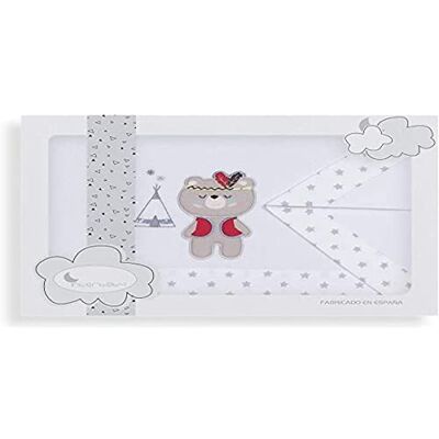 Interbaby 03197-18 Tipi Björn vit och grå spjälsäng lakan, unisex Interbaby 03197-18 Tipi Björn vit och grå spjälsäng lakan, unisex