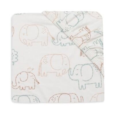 Jollein spännlakan jersey – för småbarnsäng – Elephant Tales – 70/75 x 140/150 cm – spännlakan bomull – dra-på-lakan – Oeko-TEX certifierad Jollein spännlakan jersey – för småbarnsäng – Elephant Tales – 70/75 x 140/150 cm – spännlakan bomull – dra-på-lakan – Oeko-TEX certifierad
