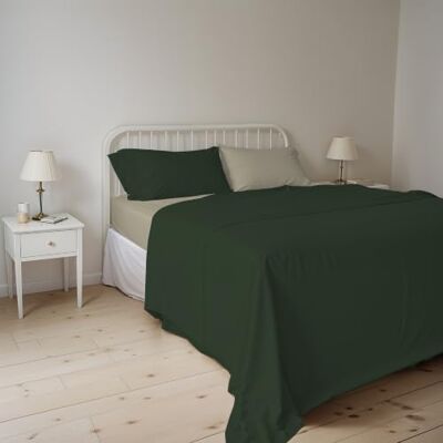 Italian Bed Linen Set med lakan för dubbelsäng 100% naturlig bomull, tillverkad i Italien – set med sängkläder, underlakan med hörn, överlakan 240 x 300 cm och örngott med inre blad, olivgrön/brungrå Italian Bed Linen Set med lakan för dubbelsäng 100% naturlig bomull, tillverkad i Italien – set med sängkläder, underlakan med hörn, överlakan 240 x 300 cm och örngott med inre blad, olivgrön/brungrå