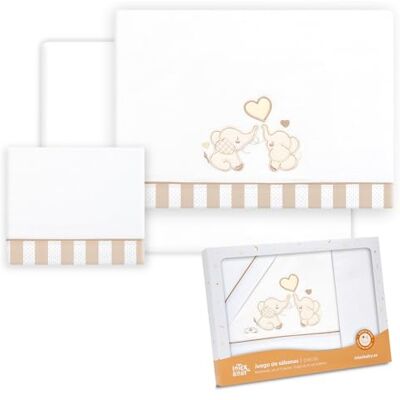 Interbaby Bomullslakan för bebisar, bil/vagn/liggdel elefantpar set 3 st. sänka + bänkskiva + örngott Interbaby Bomullslakan för bebisar, bil/vagn/liggdel elefantpar set 3 st. sänka + bänkskiva + örngott