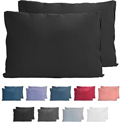 Komfortec 100% bomull örngott set om 2 40 x 60 cm, supermjukt premiumjerseyörngott, 150 g/m², kuddöverdrag, svart Komfortec 100% bomull örngott set om 2 40 x 60 cm, supermjukt premiumjerseyörngott, 150 g/m², kuddöverdrag, svart