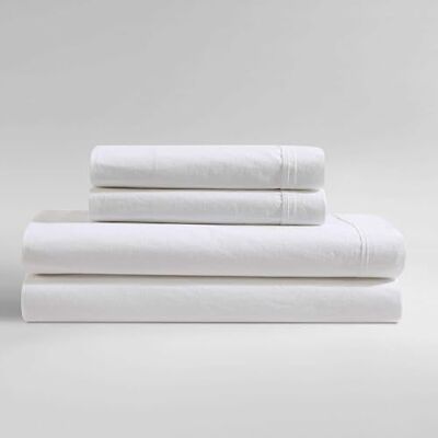 Calvin – tvillinglakan, bomull percale bäddset med matchande örngott, djupa fickor, avslappnat plagg tvättat, sovsal nödvändigheter (tvättad percale vit) Calvin – tvillinglakan, bomull percale bäddset med matchande örngott, djupa fickor, avslappnat plagg tvättat, sovsal nödvändigheter (tvättad percale vit)