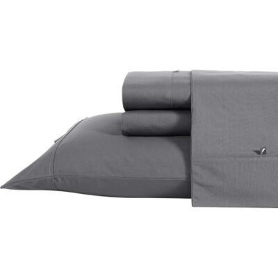 Nautica – Queen lakanset bomull percale sängkläder, krispigt och svalt, lätt och andningsbart (valgrå, drottning) Nautica – Queen lakanset bomull percale sängkläder, krispigt och svalt, lätt och andningsbart (valgrå, drottning)