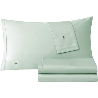 Lacoste Percale uppsättning av massivt lakan, drottning, isad mint Lacoste Percale uppsättning av massivt lakan, drottning, isad mint