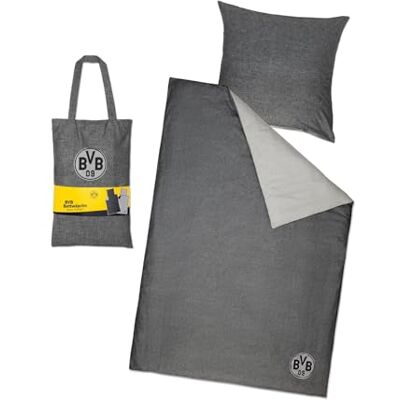 Borussia Dortmund BVB sängkläder gråmelerade 135 cm x 200 cm (GOTS) Borussia Dortmund BVB sängkläder gråmelerade 135 cm x 200 cm (GOTS)