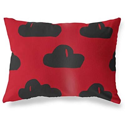 Bonamaison dekorativt kuddöverdrag, röd svart prydnadskuddöverdrag, heminredning örngott för vardagsrum, soffa, sovrum, storlek: 45 x 60 cm – designad och tillverkad i Turkiet Bonamaison dekorativt kuddöverdrag, röd svart prydnadskuddöverdrag, heminredning örngott för vardagsrum, soffa, sovrum, storlek: 45 x 60 cm – designad och tillverkad i Turkiet