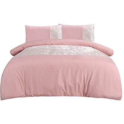 Sleepdown sammet manschett sängkläder set-Blush-Double påslakan och örngott Sleepdown sammet manschett sängkläder set-Blush-Double påslakan och örngott