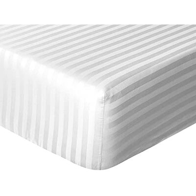 Sleepdown formsytt lakan av hotellkvalitet 100% bomull satäng rand varm mysig andningsbar supermjukt lakan sängkläder enkel skötsel 32 cm extra djupa fickor – vit – dubbel (5056557513987) Sleepdown formsytt lakan av hotellkvalitet 100% bomull satäng rand varm mysig andningsbar supermjukt lakan sängkläder enkel skötsel 32 cm extra djupa fickor – vit – dubbel (5056557513987)