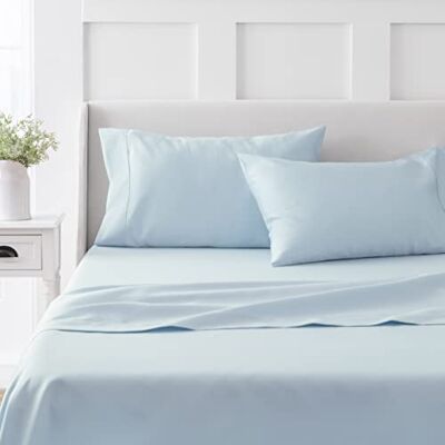 Martha Stewart 100% bomull full storlek lakanset – 4 delar, mjuka, släta, hållbara, enkla att sköta, 40 cm djupa ficklakan, sängkläder, satellakan, 1 platt, 1 monterad, 2 örngott, ljusblå Martha Stewart 100% bomull full storlek lakanset – 4 delar, mjuka, släta, hållbara, enkla att sköta, 40 cm djupa ficklakan, sängkläder, satellakan, 1 platt, 1 monterad, 2 örngott, ljusblå