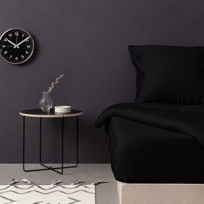 Nuit Des Rêves Lyxig svart satin single fitted sheet, 100% bomull, 100 x 200 + 30 cm, 210 trådantal: 125 gr/m² maskintvättbar vid 30 °C mjuk & hållbar, twin Nuit Des Rêves Lyxig svart satin single fitted sheet, 100% bomull, 100 x 200 + 30 cm, 210 trådantal: 125 gr/m² maskintvättbar vid 30 °C mjuk & hållbar, twin