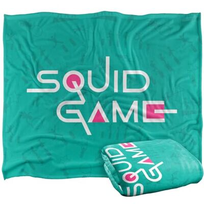 Squid Game Aqua-logotyp silkeslen känsla supermjuk filt 152 x 127 cm Squid Game Aqua-logotyp silkeslen känsla supermjuk filt 152 x 127 cm